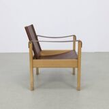 Fauteuils Safari en cuir et table basse par Carl Heinz Bergmiller, 1970