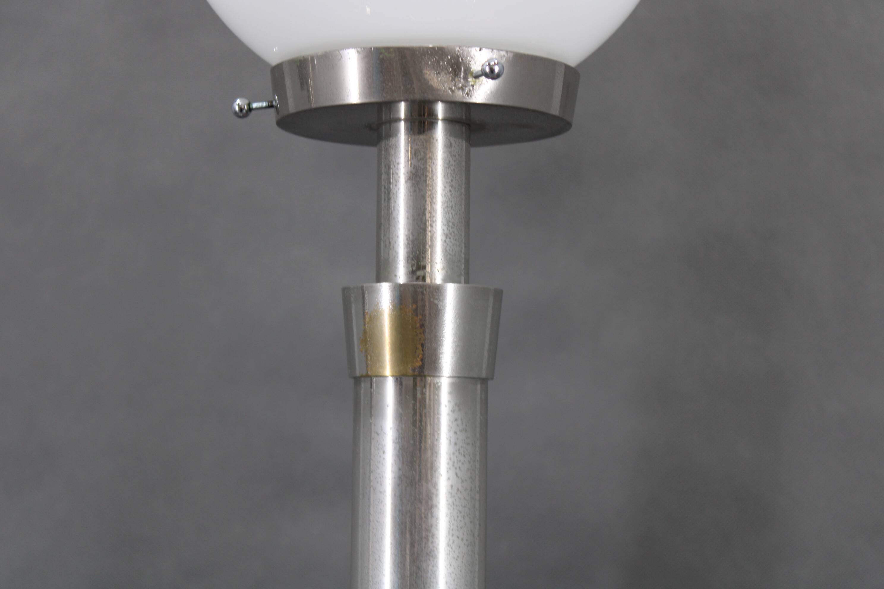 1940s pair of Art Deco chrome floor lamps, Czechoslovakia