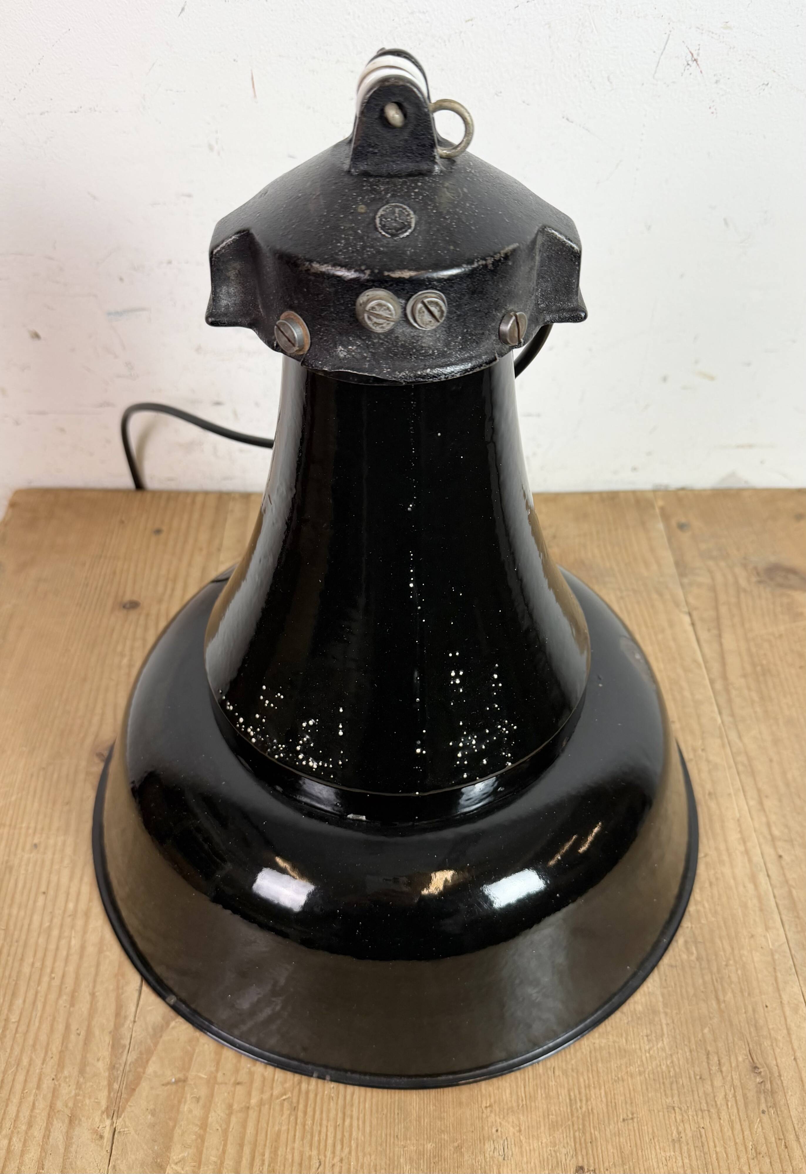 Industrial Black Enamel Bauhaus Pendant Lamp, 1930s