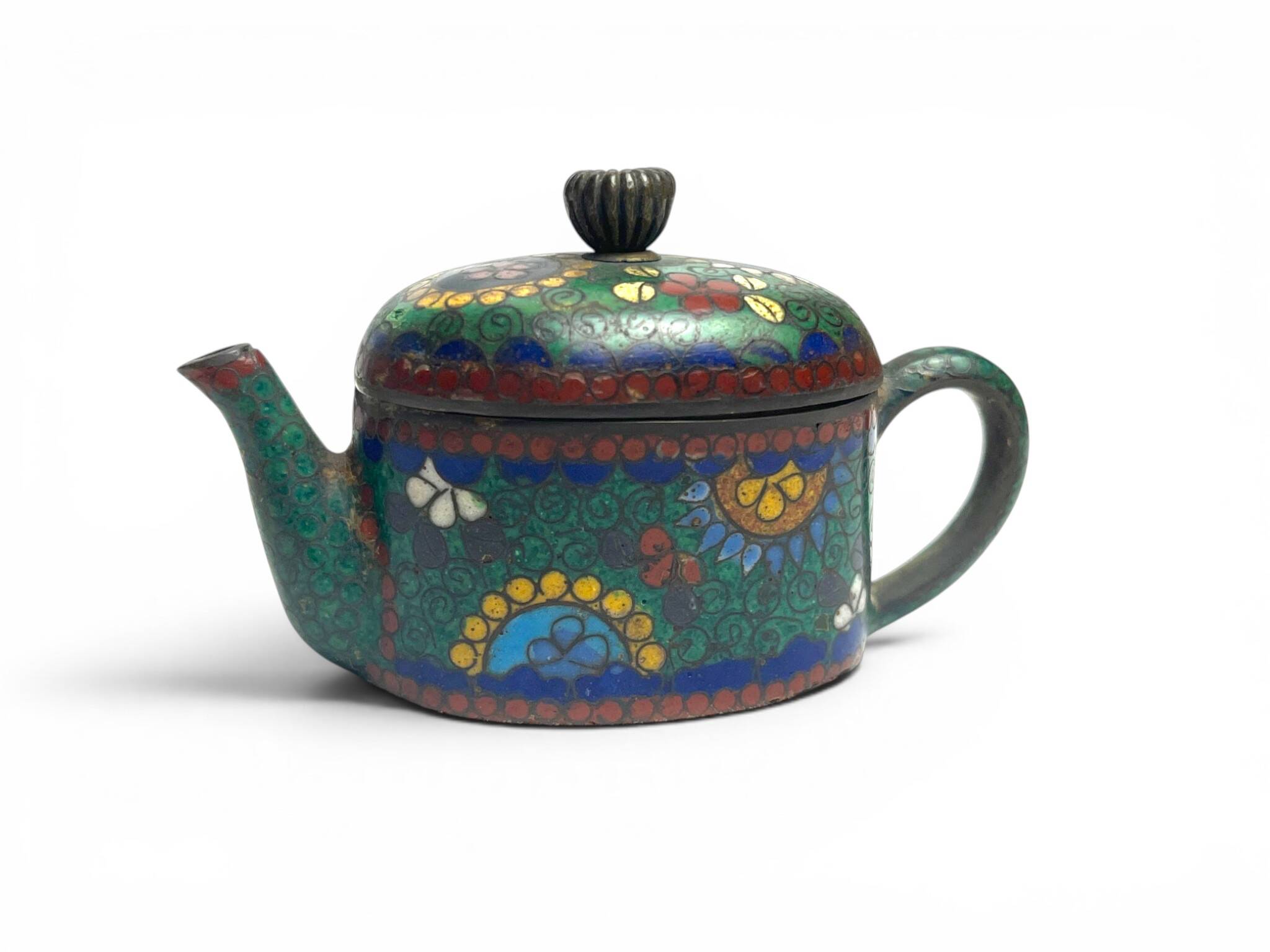 China, small cloisonné bronze teapot early 20th century