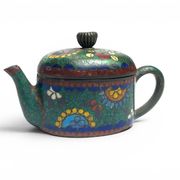 China, small cloisonné bronze teapot early 20th century