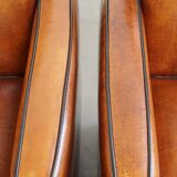Set of 2 beautiful cognac-colored sheepskin Art Deco armchairs