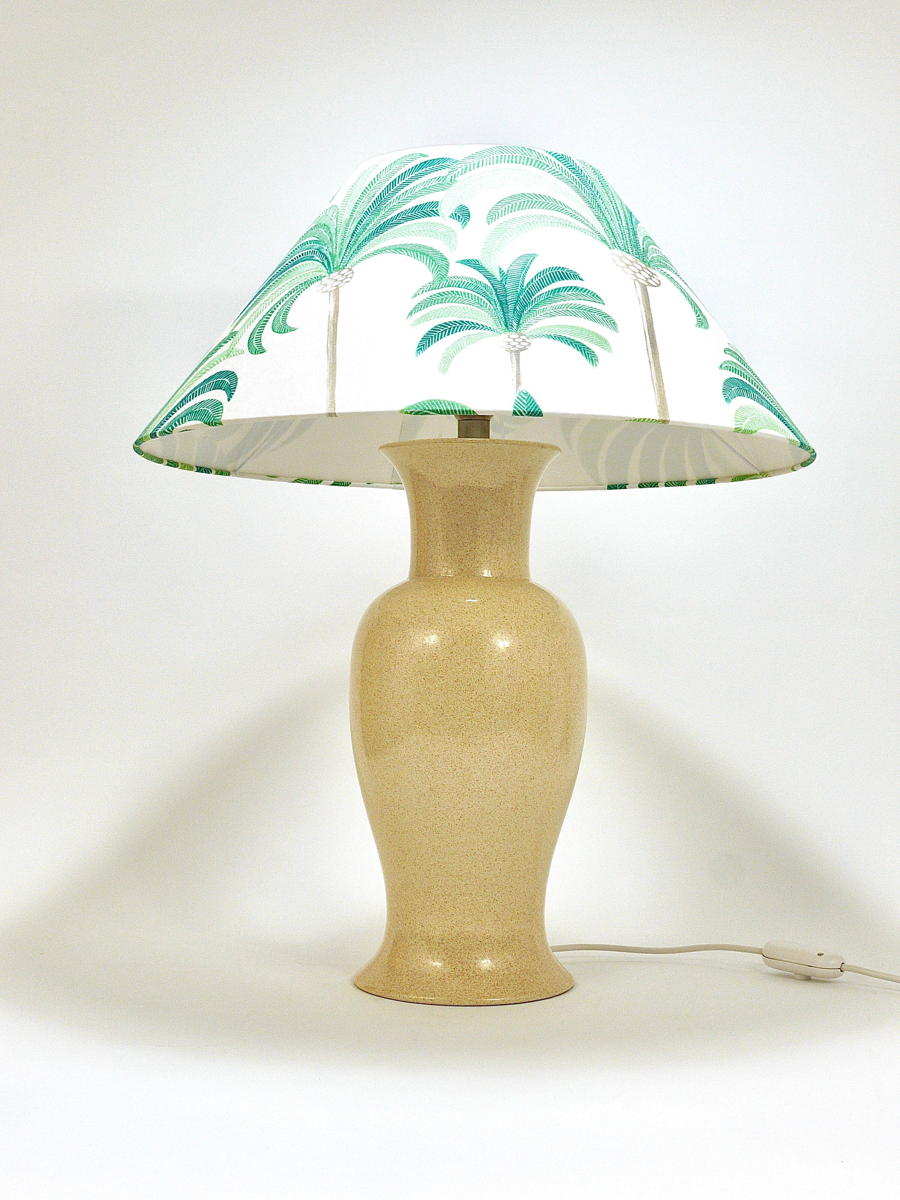 Pair of Tommaso Barbi Riviera palm tree table lamps from the 1970s with matching cushions.