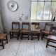 Set of 4 Savoyard pine folk art chairs from the 1950s.