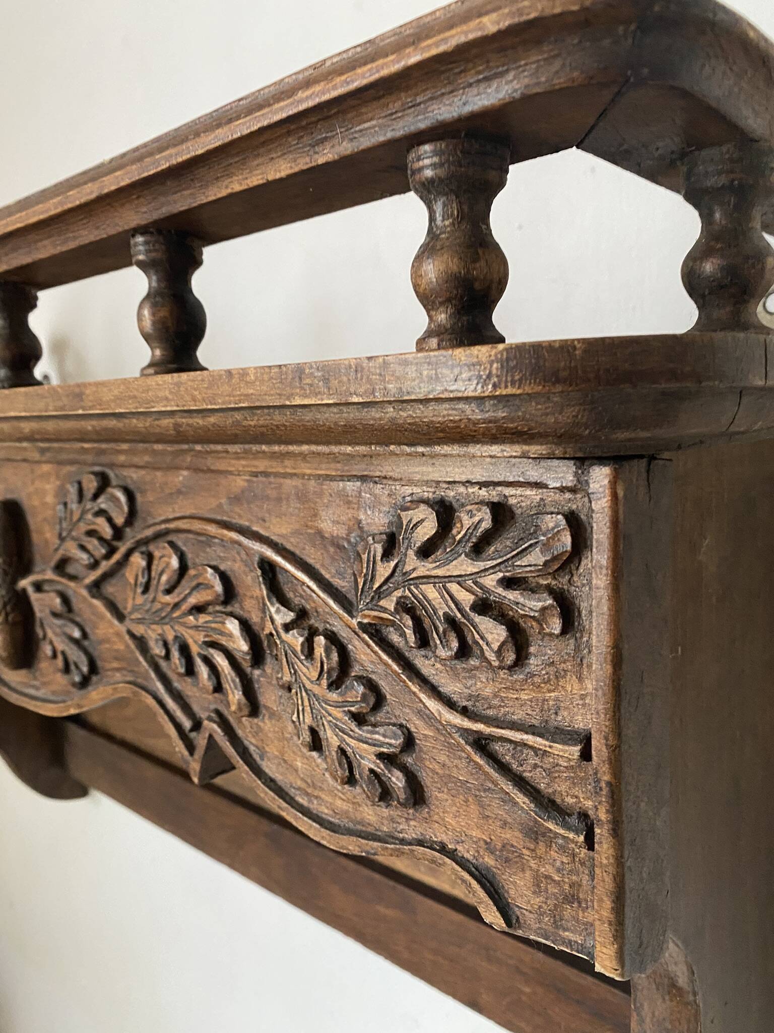 Old carved wooden kitchen shelf