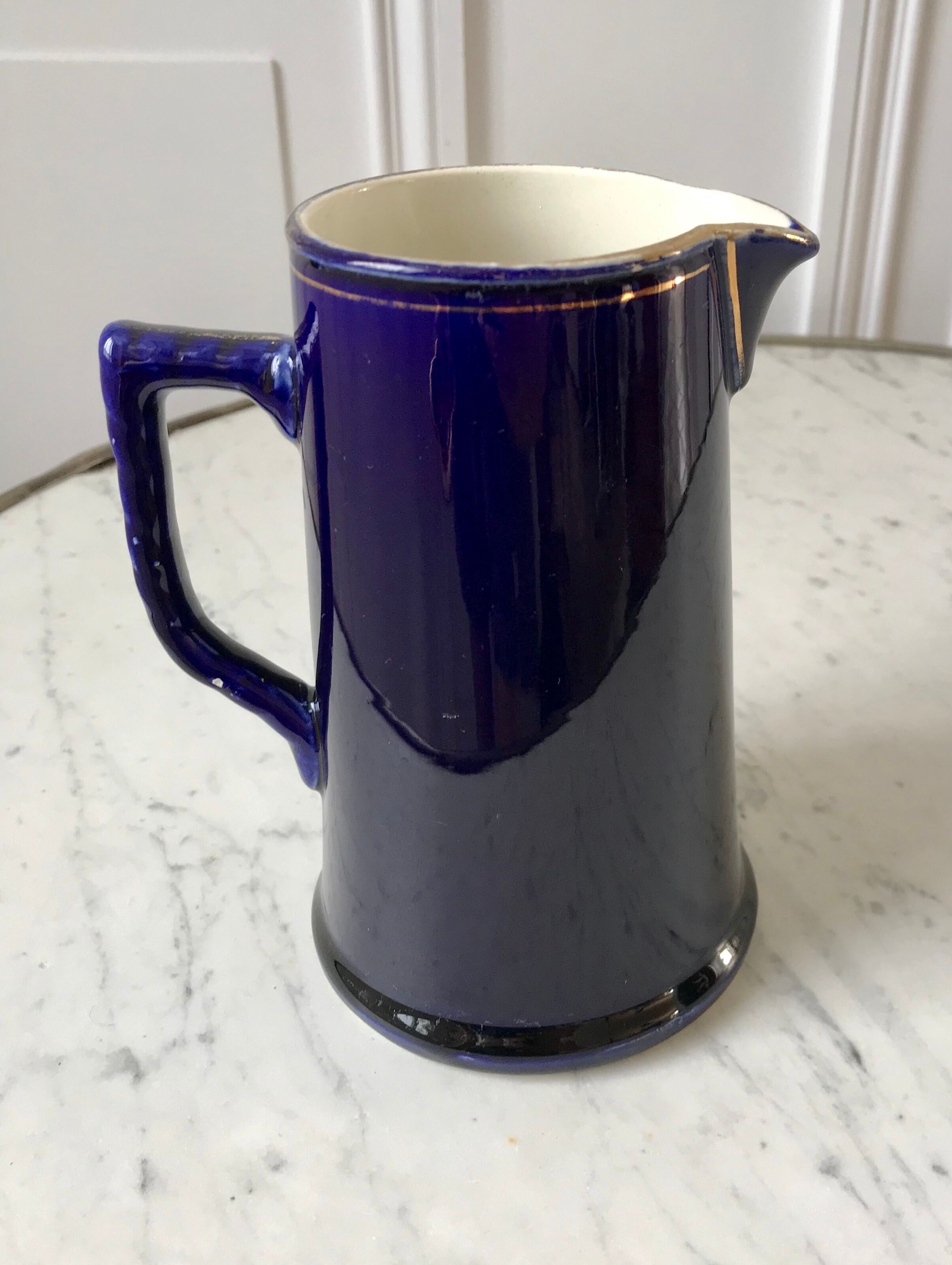 Milk pot blue king Salins art deco 30s
