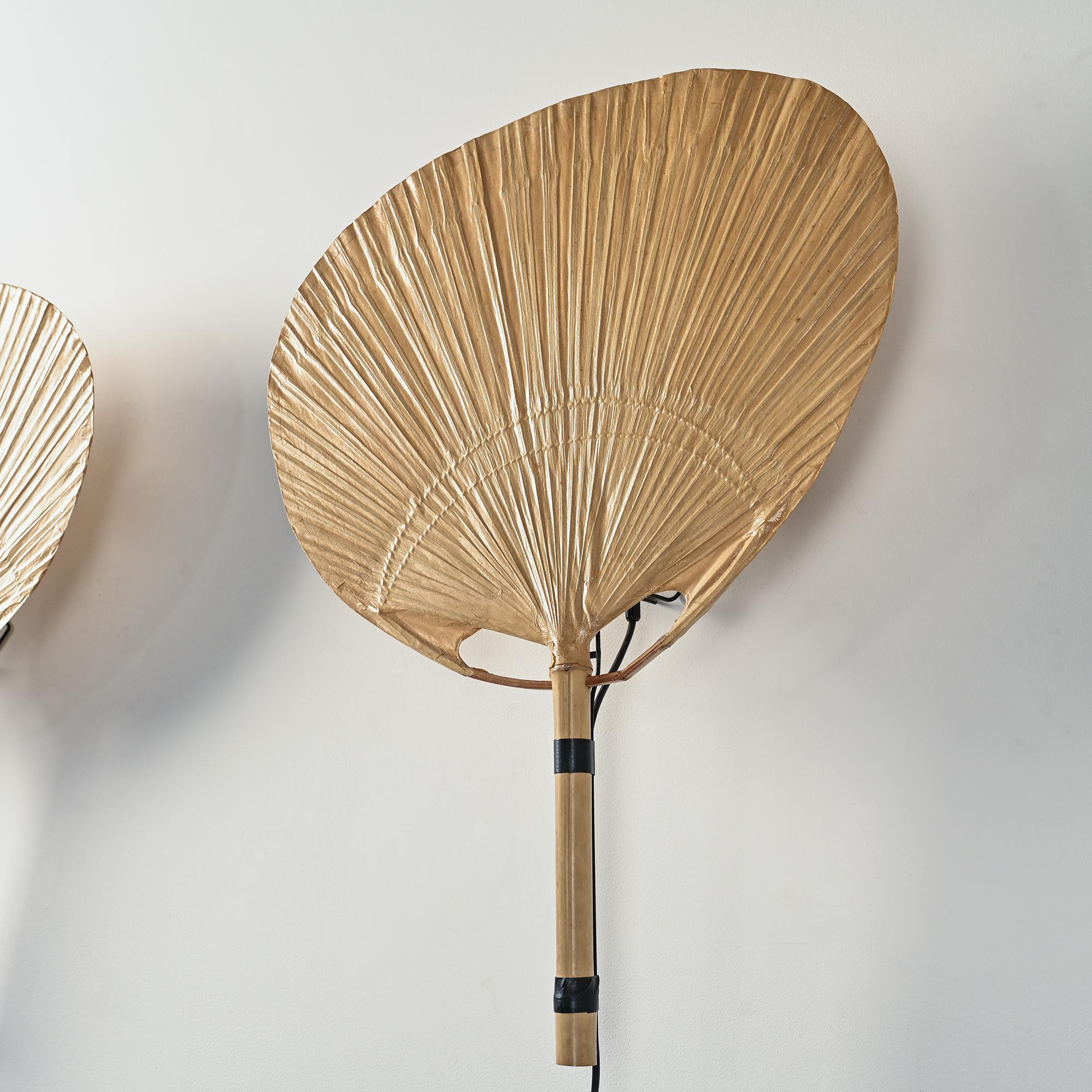 Pair of Uchiwa II wall lights by Ingo Maurer, Design M 1973