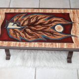 Enameled lava coffee table by Jean Jaffeux