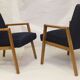 Pair of Scandinavian armchairs 60s restored deep blue gloved fabric.