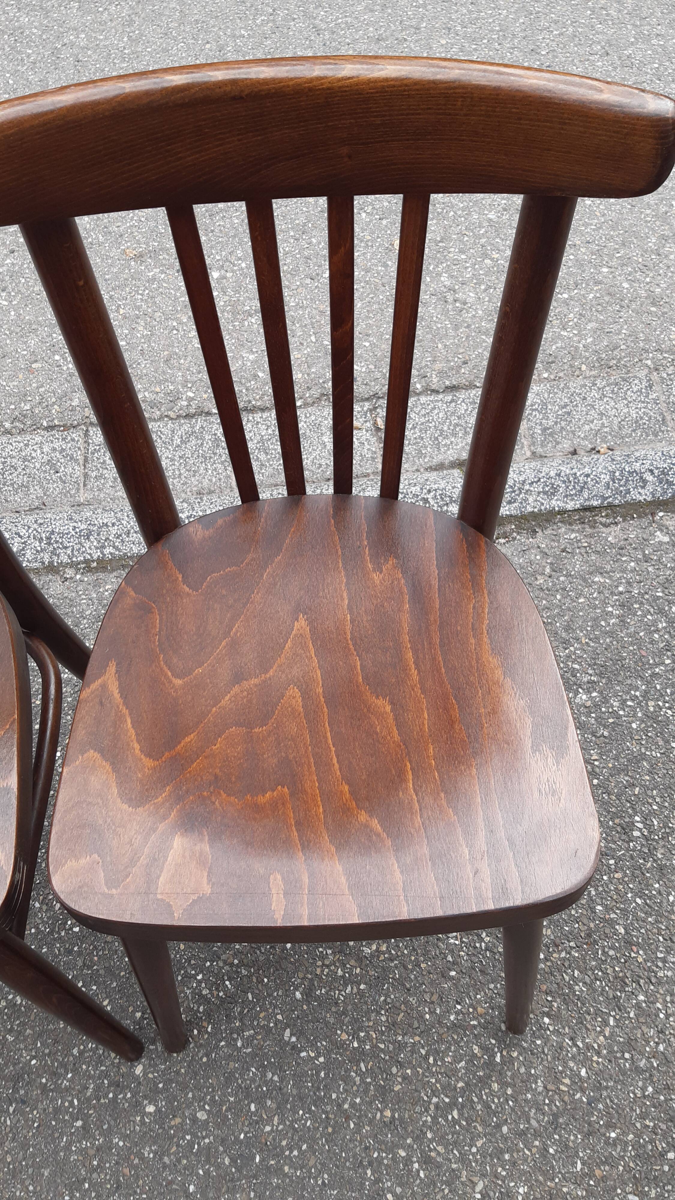 Curved wood bistro chairs edition Ton 1960