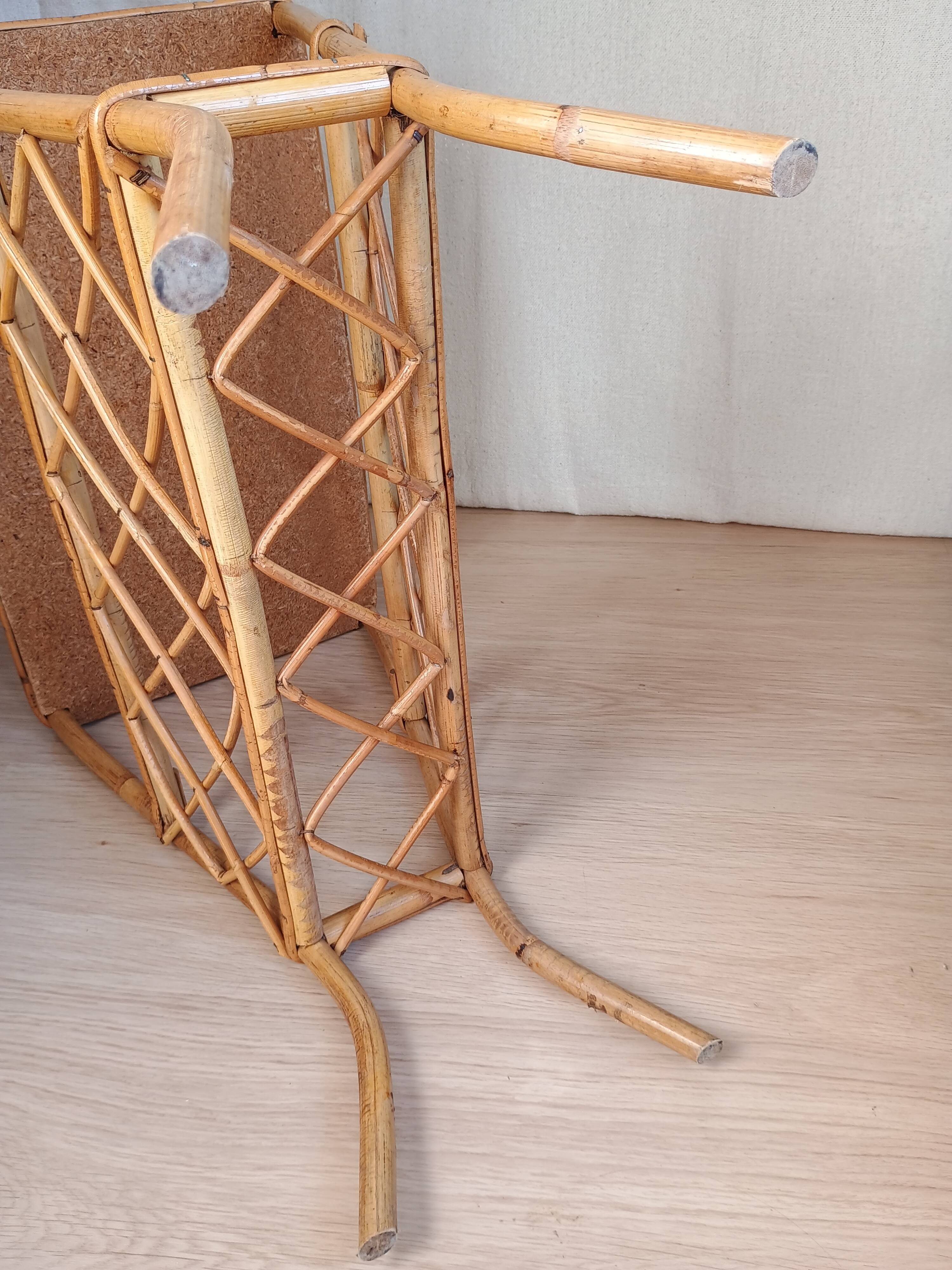 Vintage rattan magazine rack