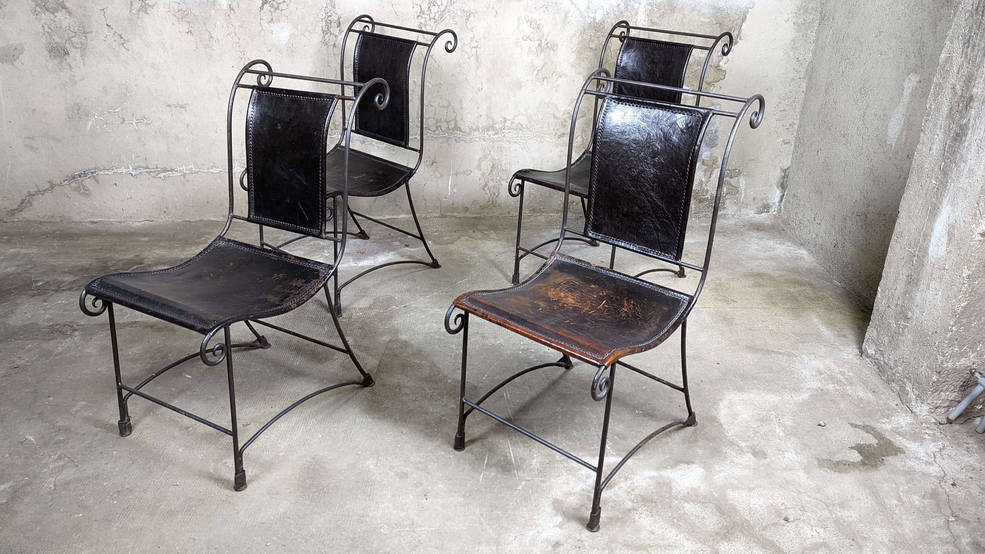 4 wrought iron armchairs