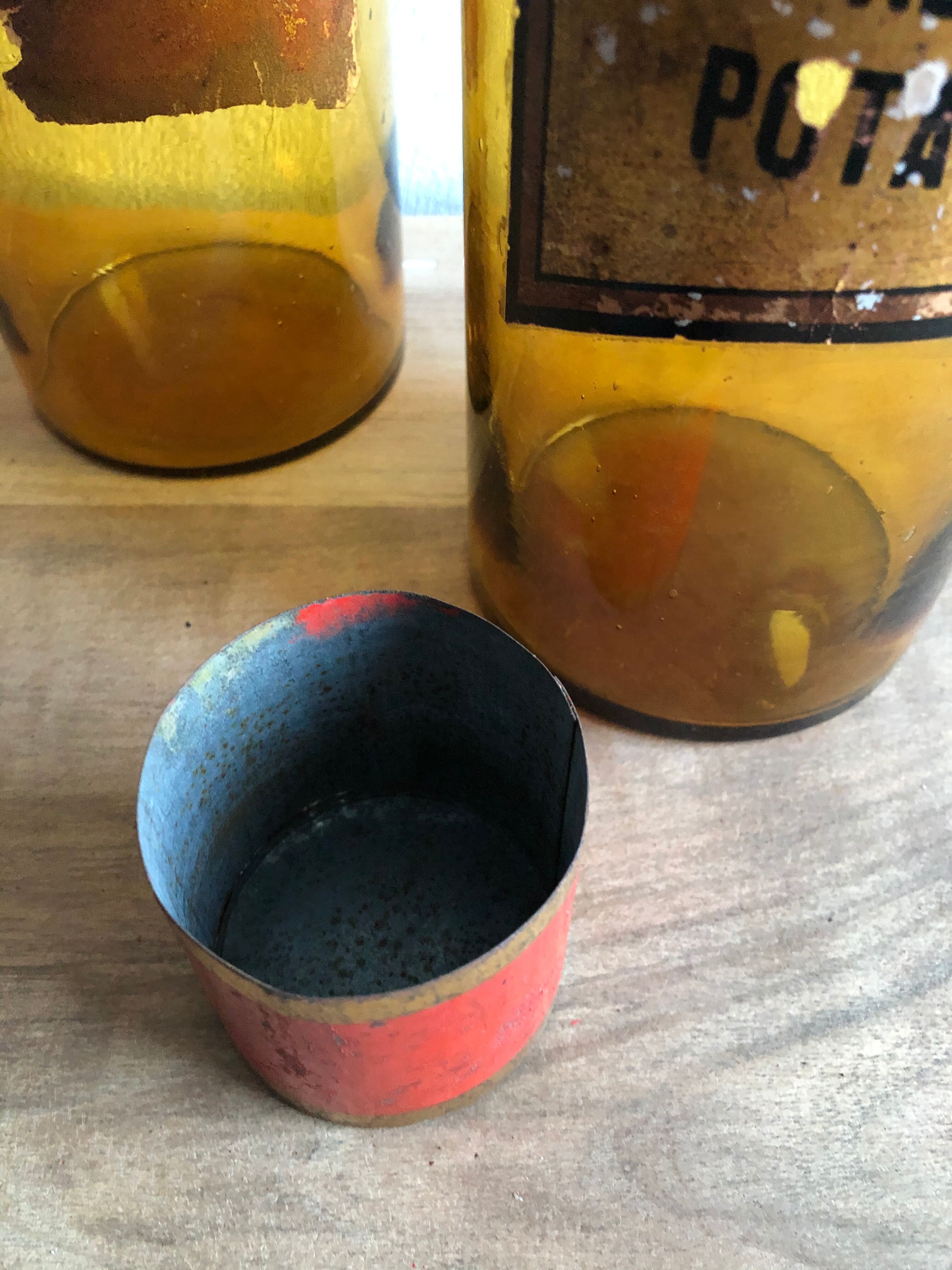Old pharmacy bottle/jar "Azotas Potassicus" brown glass