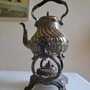 Art Nouveau teapot or samovar in silver-plated metal by goldsmith Victor Saglier