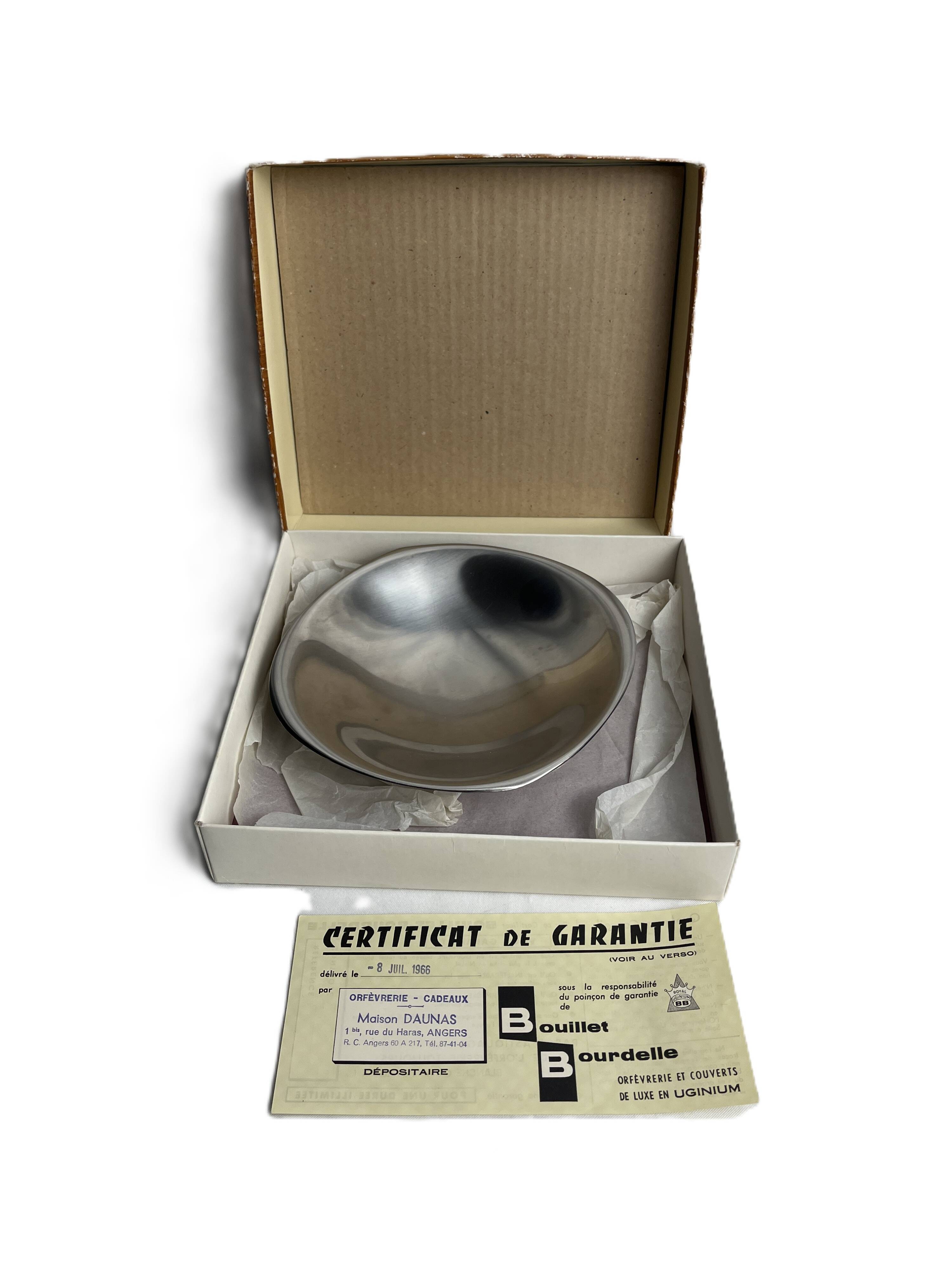 Stainless steel dish by Uginium Bouillet Bourdelle circa 1960