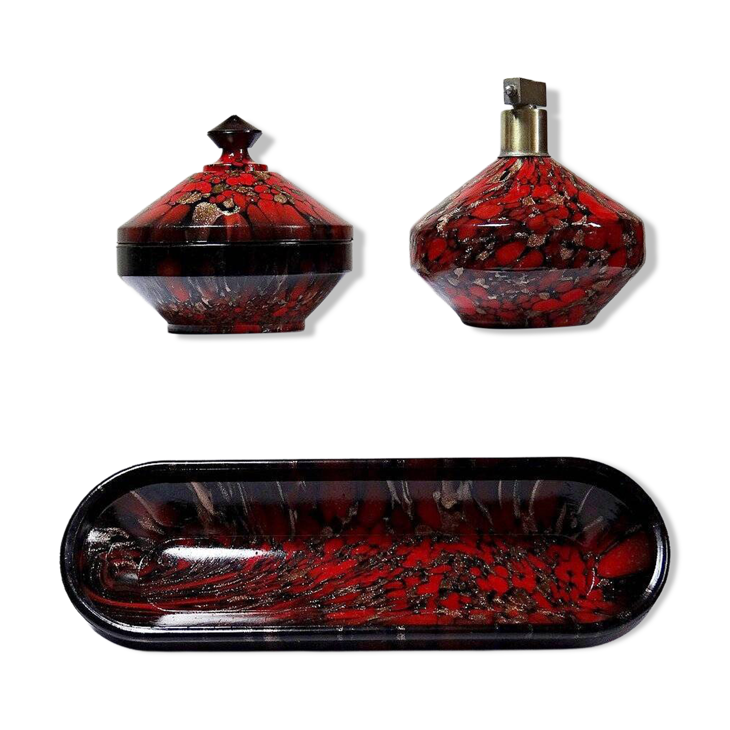 Vintage set from the 50s-60s by Vincenzo Nason, Murano aventurine glass collection.