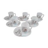 Set of 6 ARC FRANCE espresso coffee cups and undercups with location for sweets