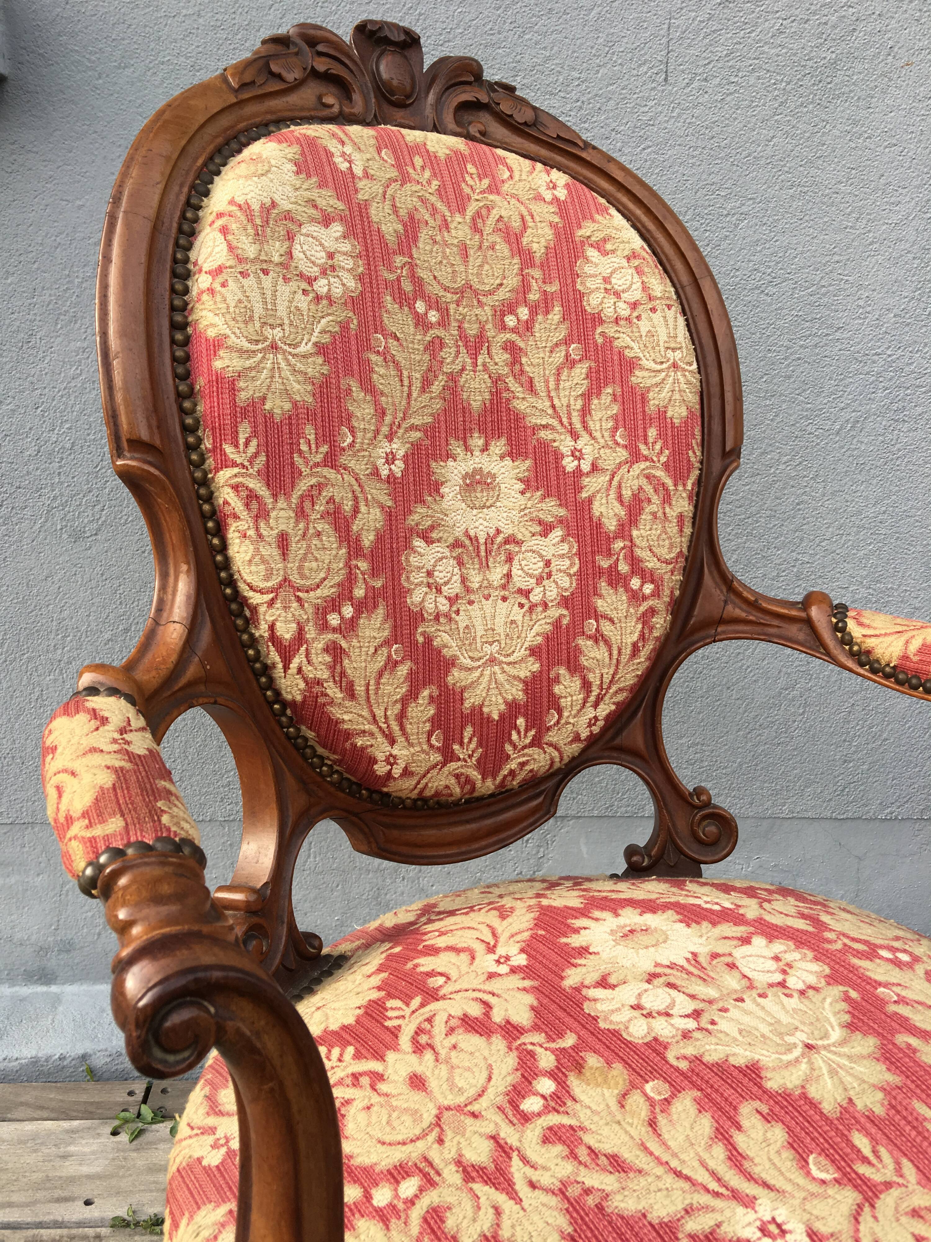 Pair of napoleon III armchairs, 19th century