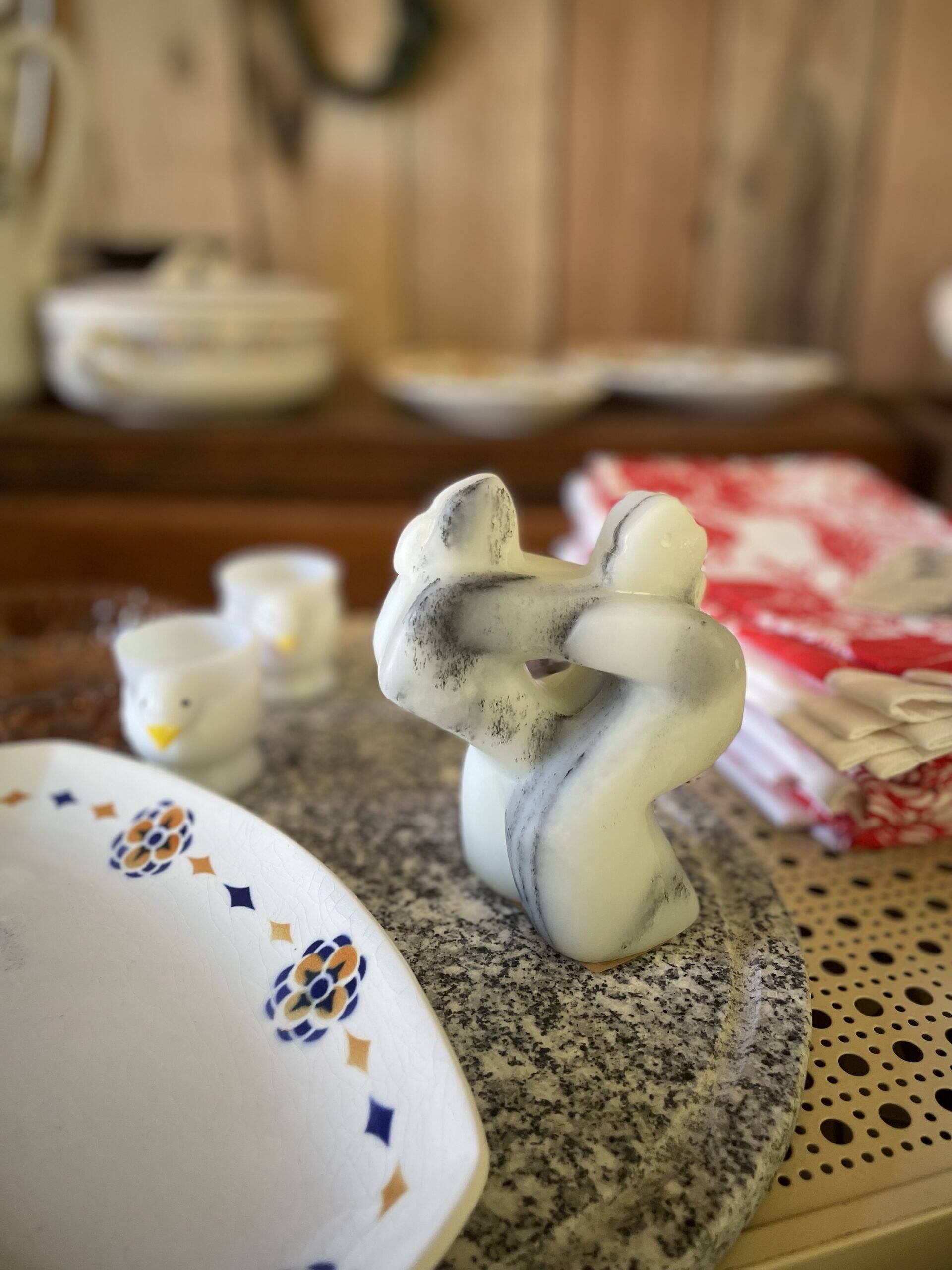 Marble statuette dated and signed F. Gelhausen "Embraced Nude"
