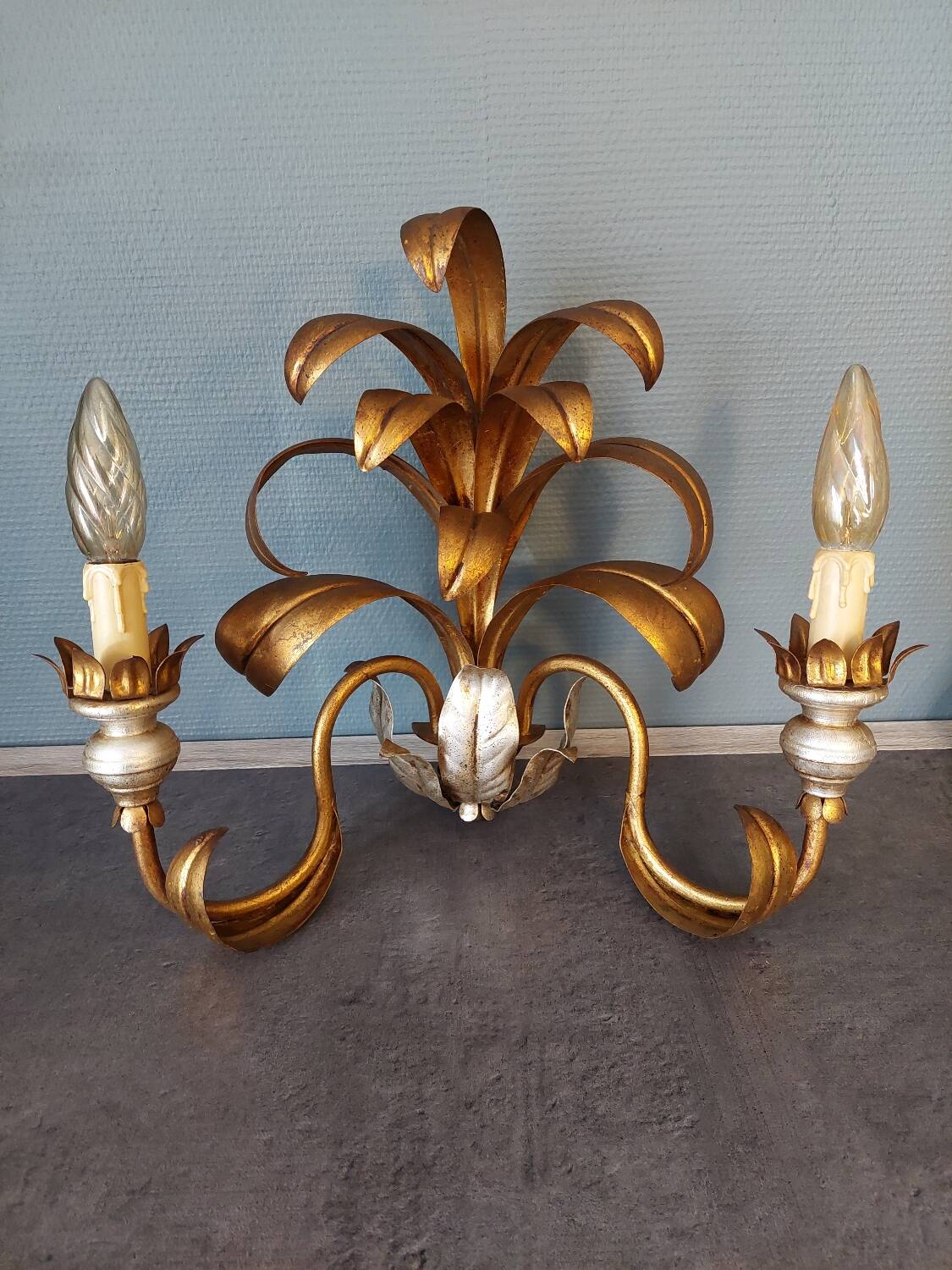 Gold metal wall light