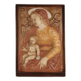 Ancient sculpture of the Virgin Mary Italy '900 bas-relief painting in plaster