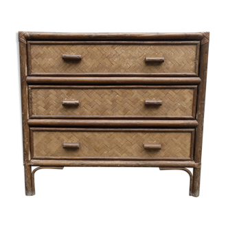 Old rattan chest of drawers