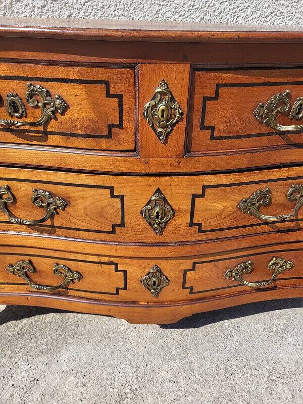 Transition louis xv louis xvi chest of drawers in cherry wood 4 drawers from the 18th century