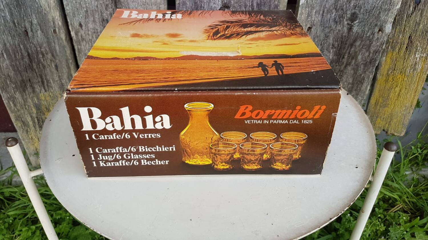 Old orangeade service bahia molded glass pitcher + 6 vintage glasses