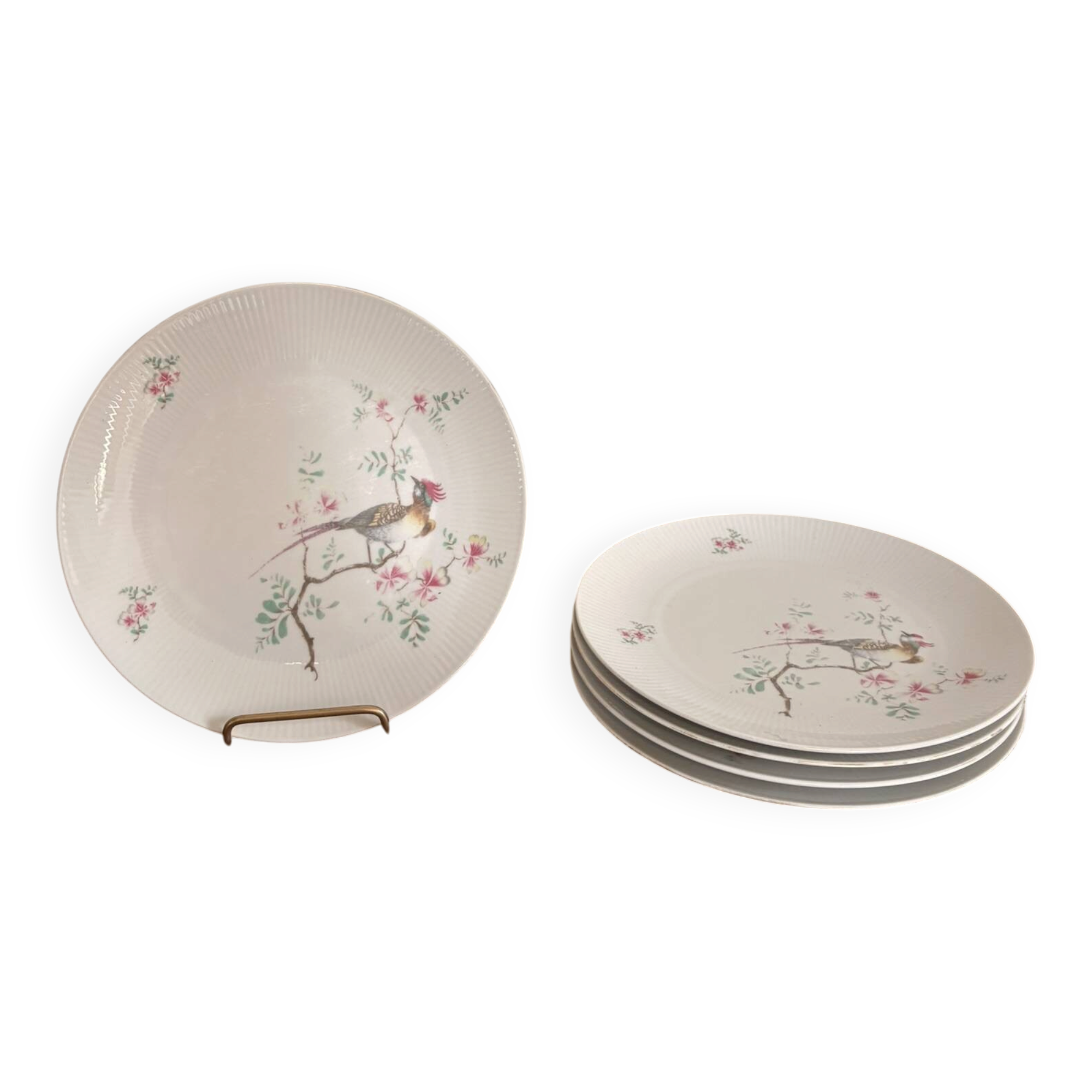 Lot 5 Plates Porcelain Seltmann Weiden Bavaria Birds Pheasant