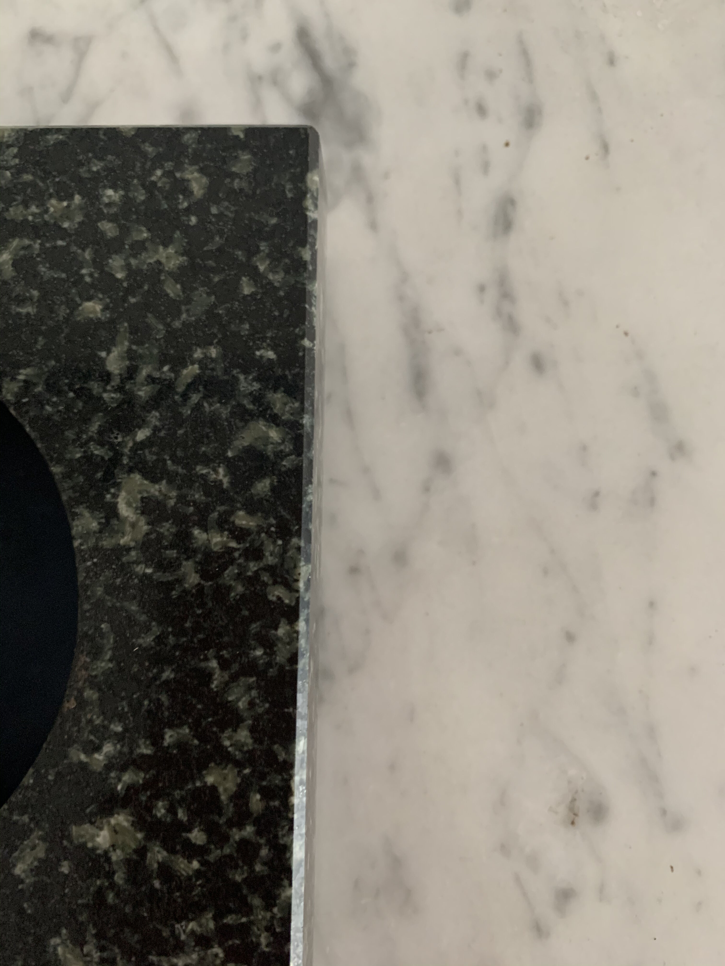 Black black square marble ashtray speckled green