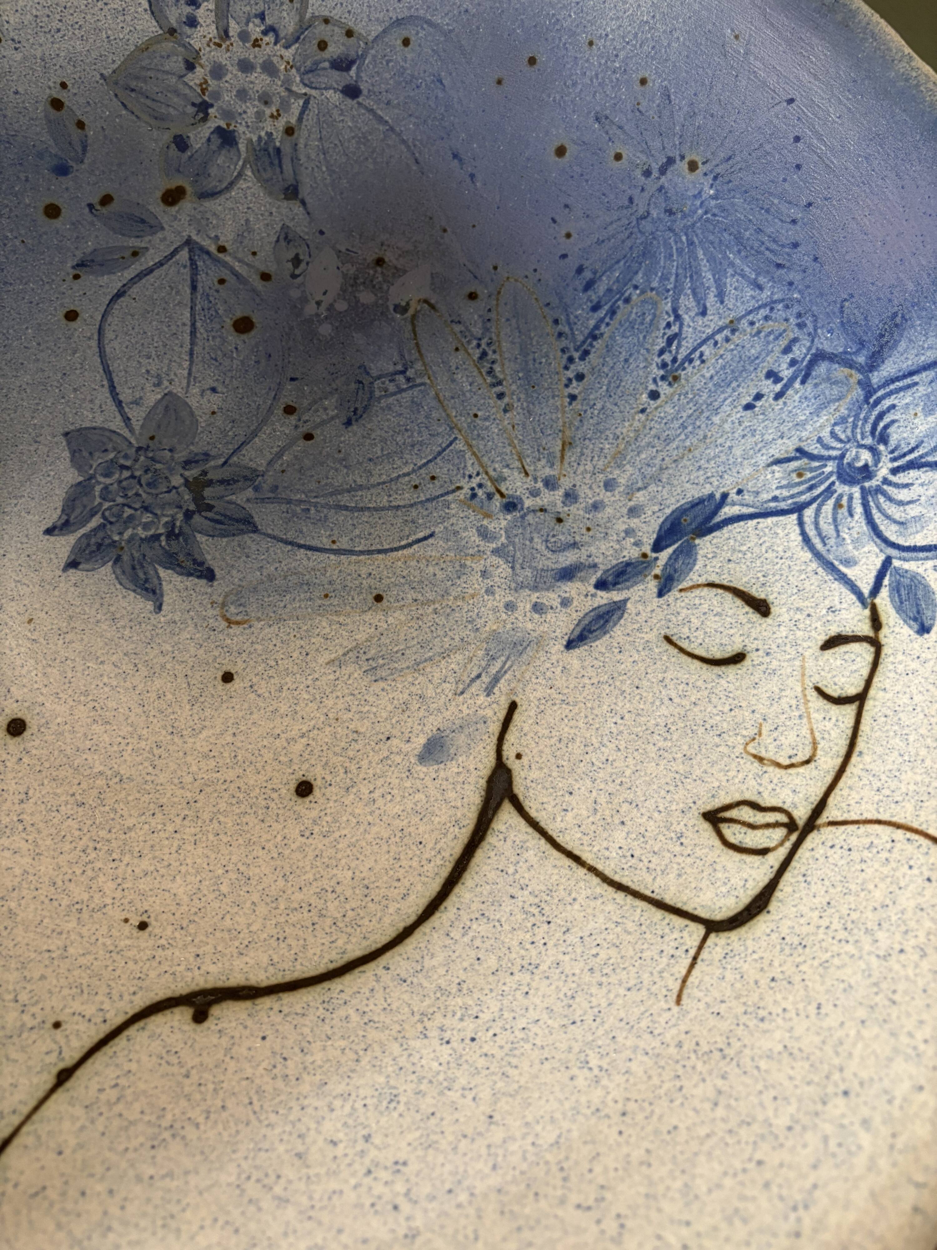 Vintage 1960s stoneware large dish