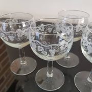 5 vintage “henri julien” red wine balloon glasses with luminarc grape blues decoration