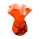 Vase verre multicouche orange col corolle vintage