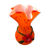 Vintage orange multilayer glass vase with corolla neck