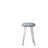 Vintage 1950s stool, metal tapered legs and velvet.