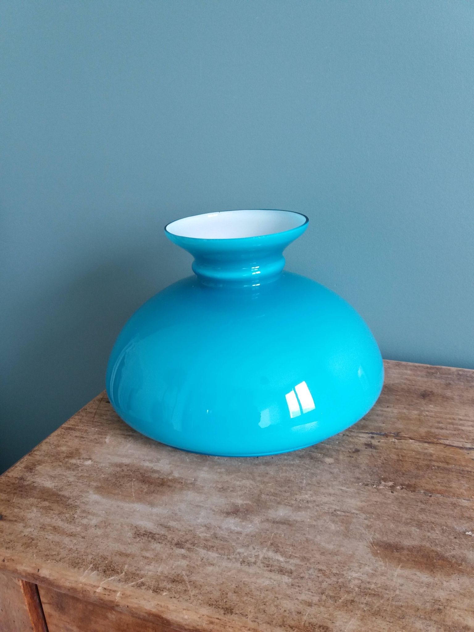 Turquoise opaline glass globe lampshade