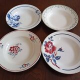 Assiettes creuses en terre de fer Longwy, Digoin Sarreguemines, Moulin des Loups Hamage & Lunéville