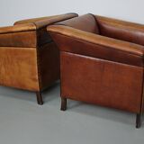 Vintage Dutch Club Chair in Cognac Leather, Set of 2