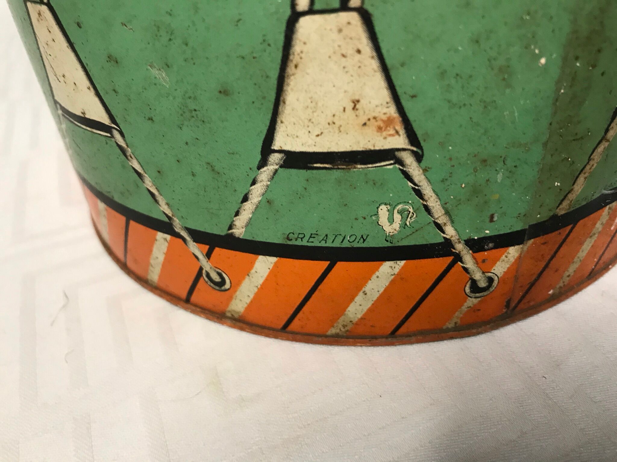 Toy old metal drum brand Kaas Strasbourg 1950s