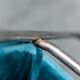Set de 4 chaises dentifrice velours 70s vintage