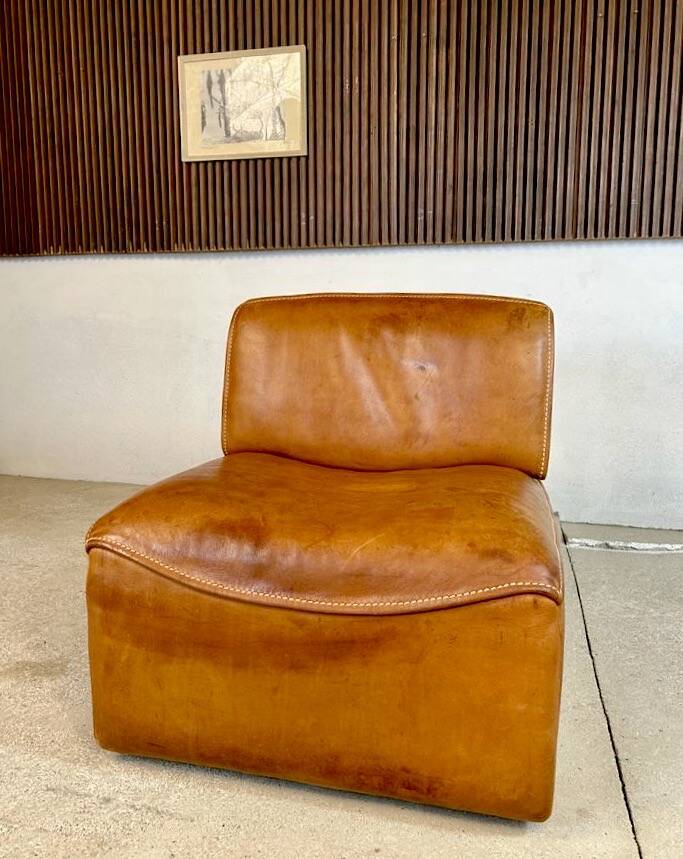 Brutalist Style DS-15 Leather Lounge Chair from De Sede, Switzerland 1970s