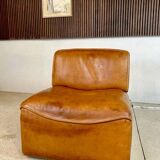 Brutalist Style DS-15 Leather Lounge Chair from De Sede, Switzerland 1970s