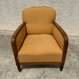 Art deco armchair in wood and fabric
