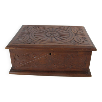 Carved wooden box