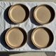 Lot de 4 assiettes à dessert en grès beige liseré brun Sarreguemines grès