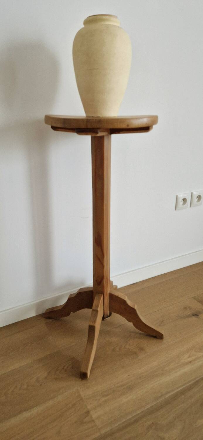 Solid pine wood pedestal table 1940s
