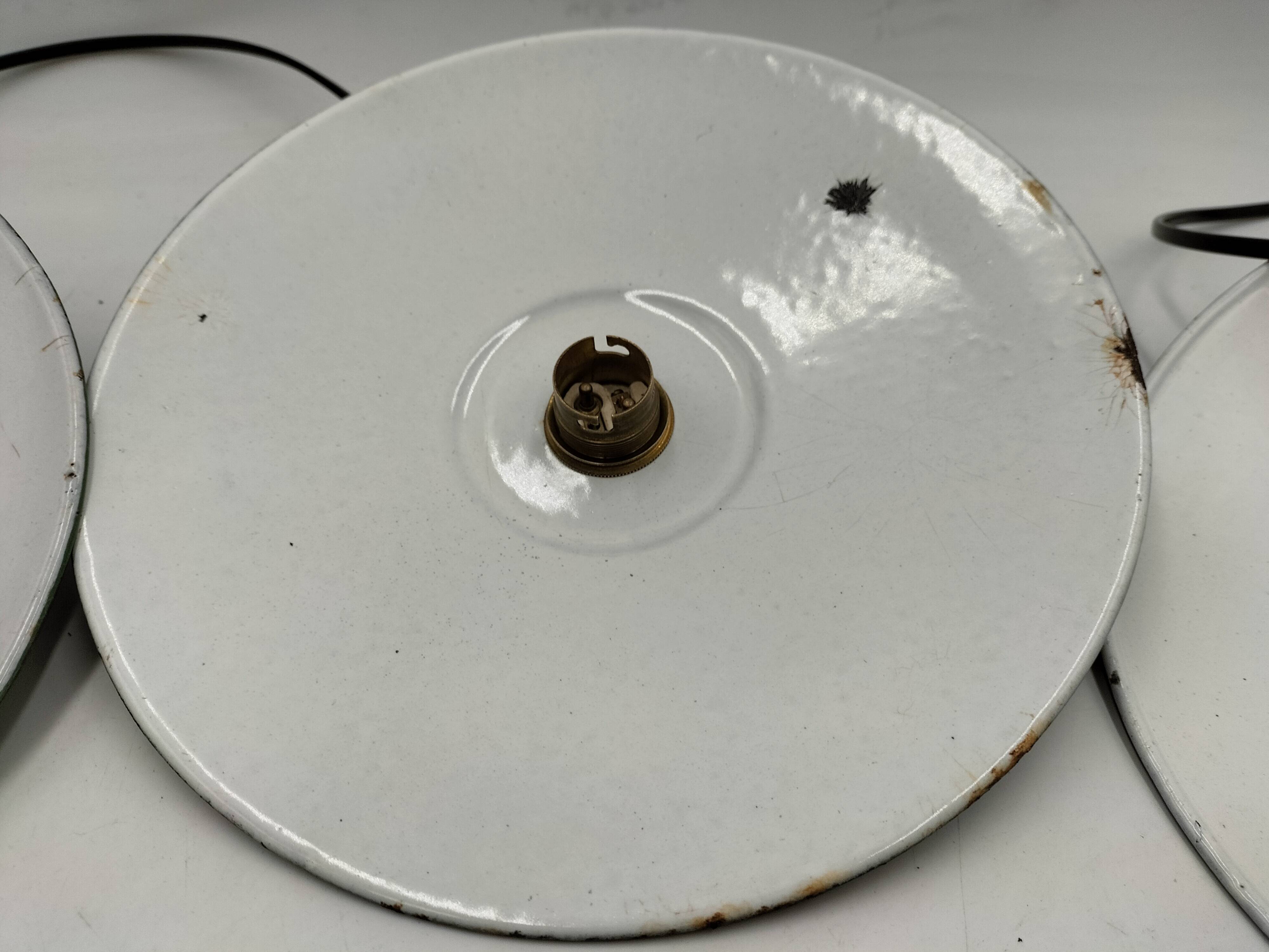 Enameled sheet metal pendant lights