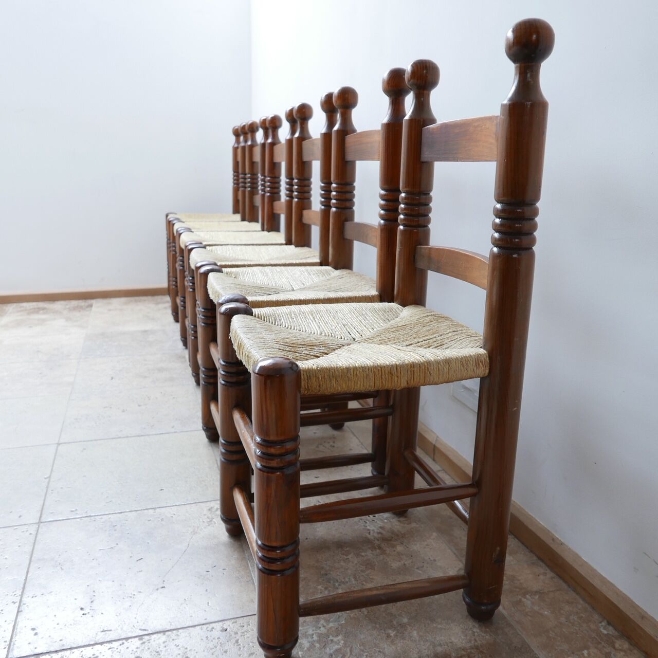 Set of six french mid-century dining chairs