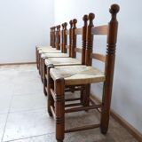 Set of six french mid-century dining chairs