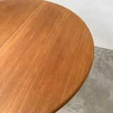 Scandinavian round teak table with extension